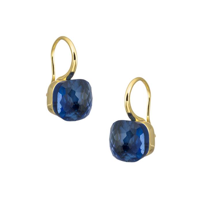 Pendientes Cristal Evelyn Azules Oro