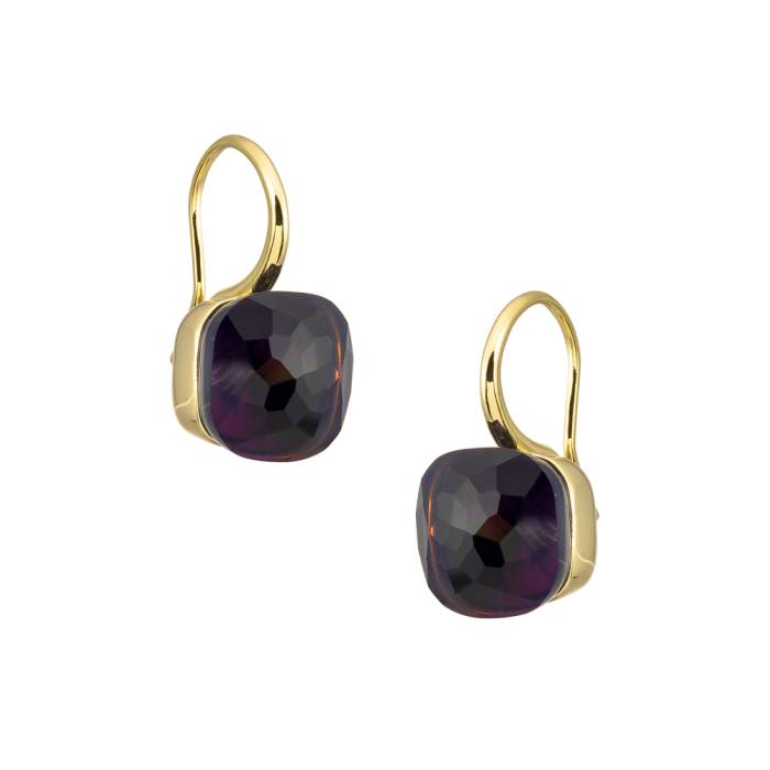 Pendientes Cristal Evelyn Morado Oro