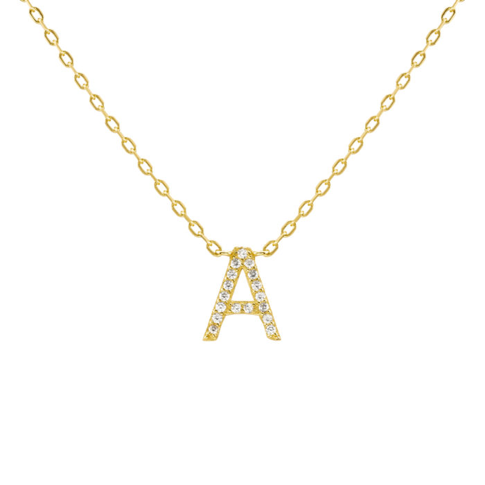 Arya Gold Letter A Necklace