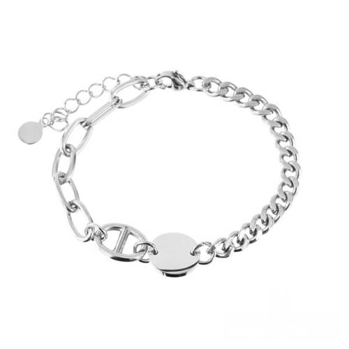 Silver combination link bracelet