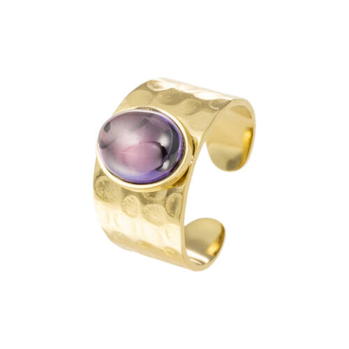 Siara Mauve Agate Gold Ring