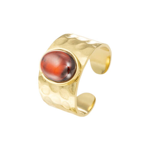 Siara Red Agate Gold Ring