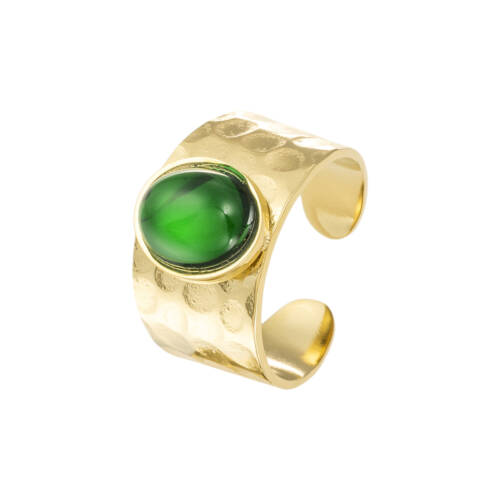 Siara Green Agate Gold Ring