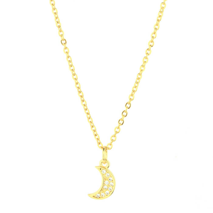 Colgante Charm Media Luna Oro con cadena