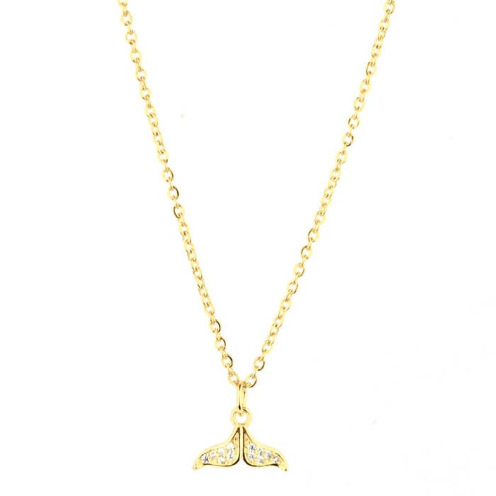 Colgante Charm Cola de Ballena Oro con cadena