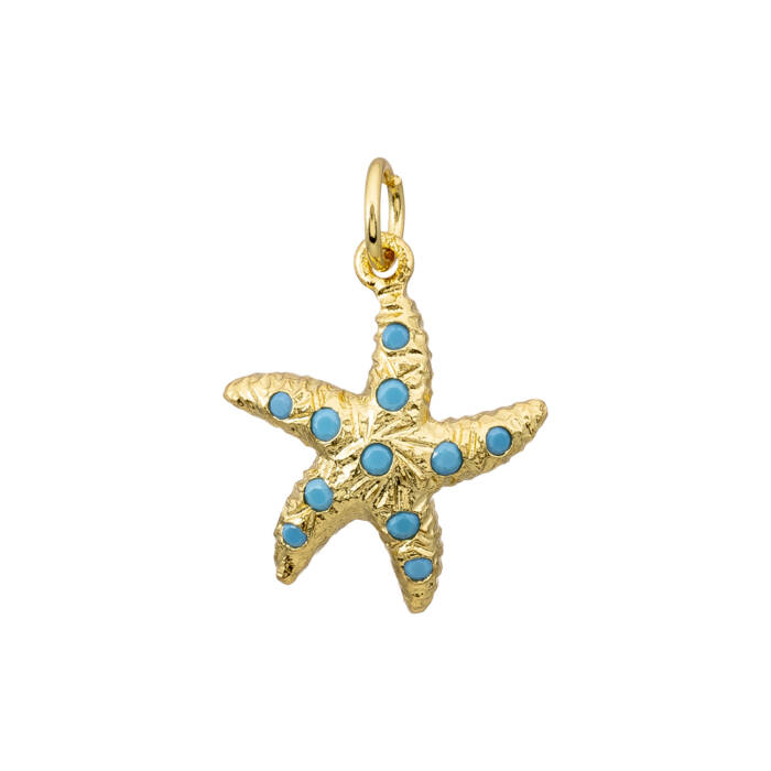Colgante Charm Estrella de Mar con Turquesa Oro