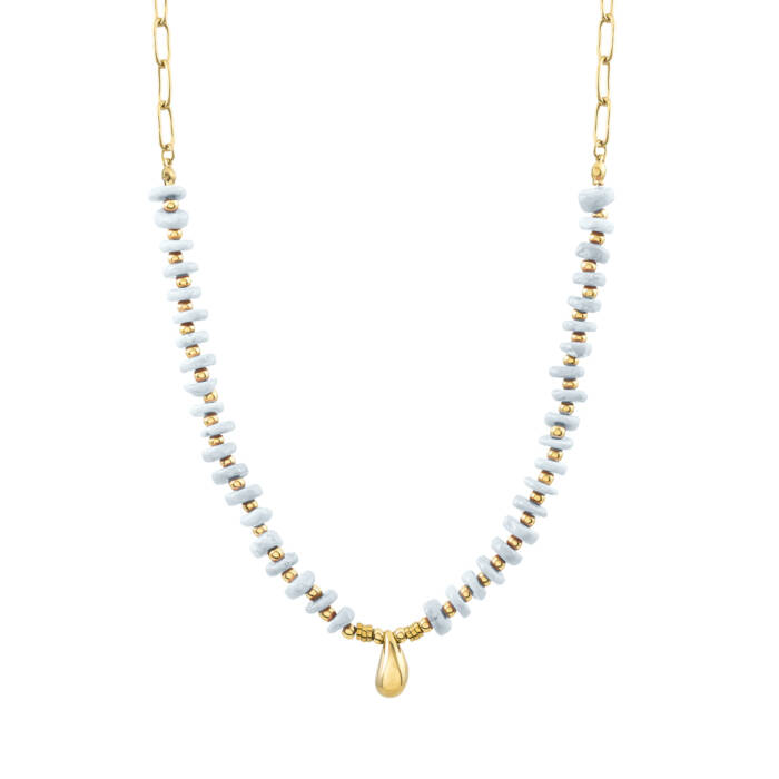 Ginara Blue Agate Gold Necklace