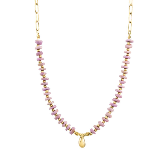 Ginara Mauve Agate Gold Necklace