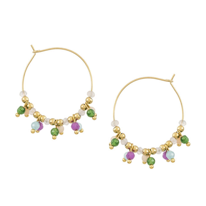 Maylin Multicoloured Bead Gold Earrings