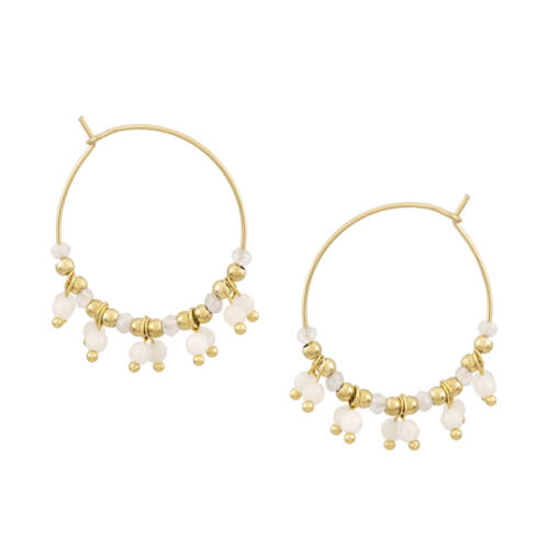 Maylin White Bead Gold Earrings