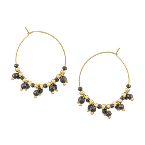 Maylin Black Bead Gold Earrings