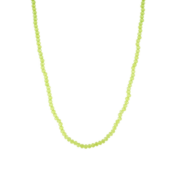 Lime Green Stones Necklace Gold