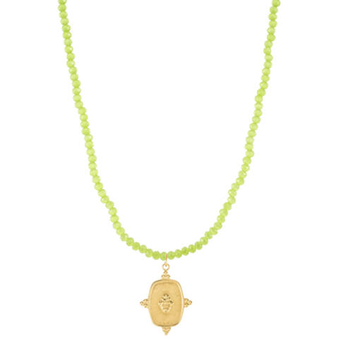 Gold Treasure Lime Green Necklace