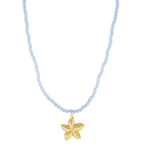 Gold Starfish Sky Blue Necklace