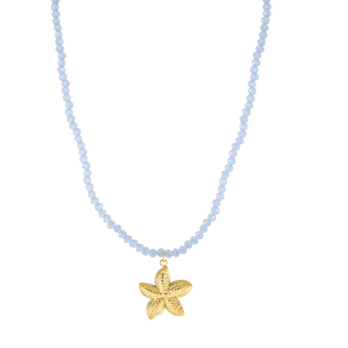 Gold Starfish Sky Blue Necklace