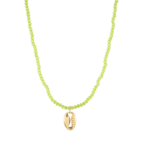 Gold Pukka Lime Green Necklace