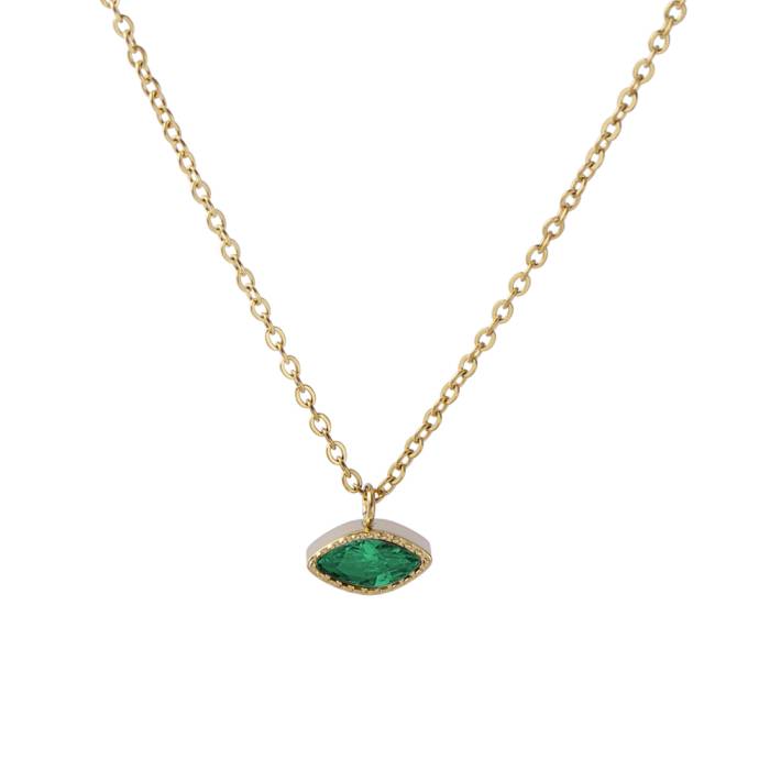 Catrina Gold Necklace Emerald