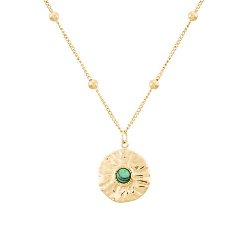 Collar Ambre Colgante Malaquita Oro