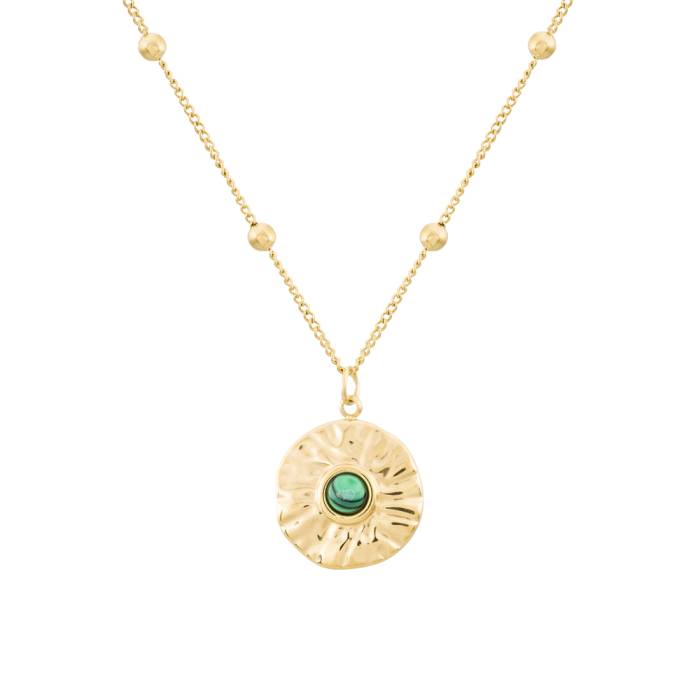 Ambre Malachite Pendant Gold Necklace