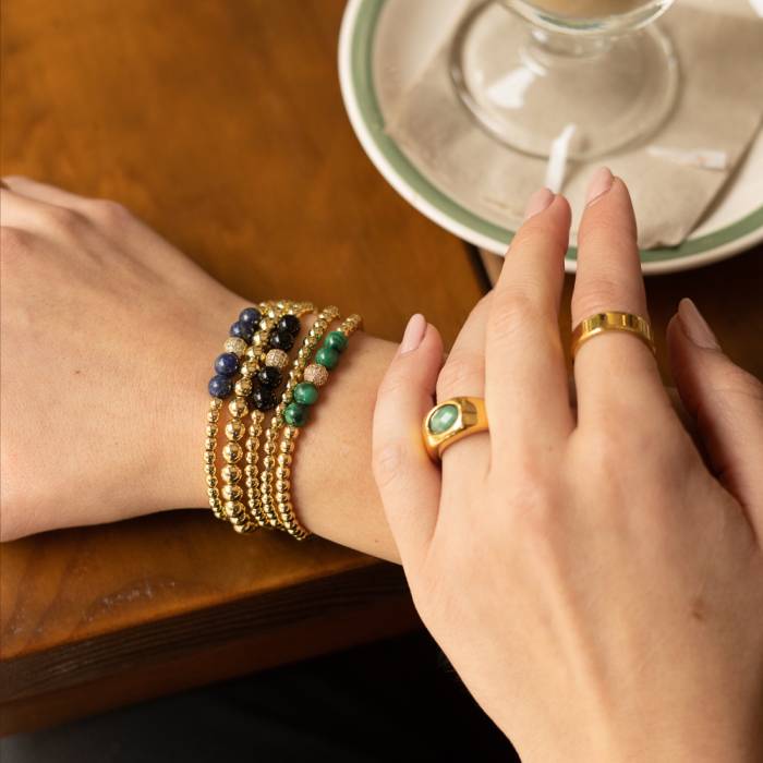 Pulsera Amandine Lapiz Lazuli Oro - Imagen 2