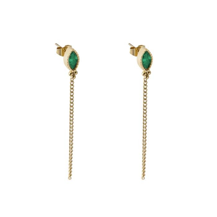 Pendientes Catrina Oro Esmeralda