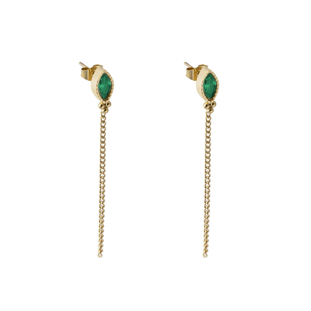 Catrina Gold Earring Emerald