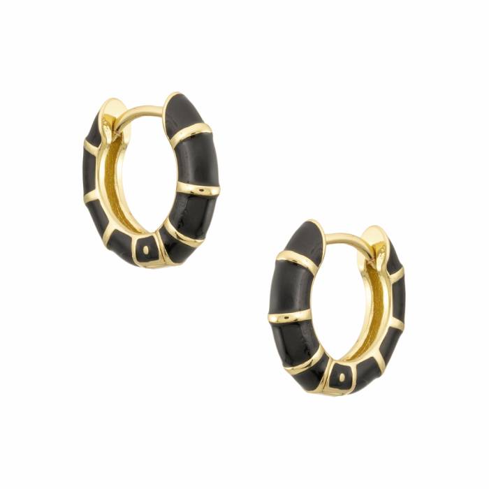 Marianne Earrings Black Enamel Stripes