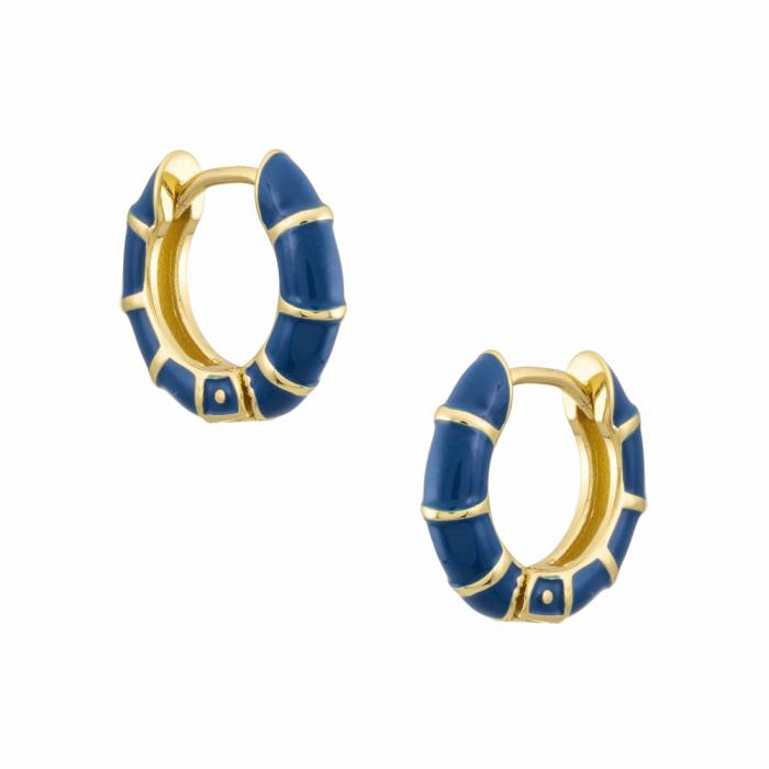 Marianne Earrings Blue Enamel Stripes