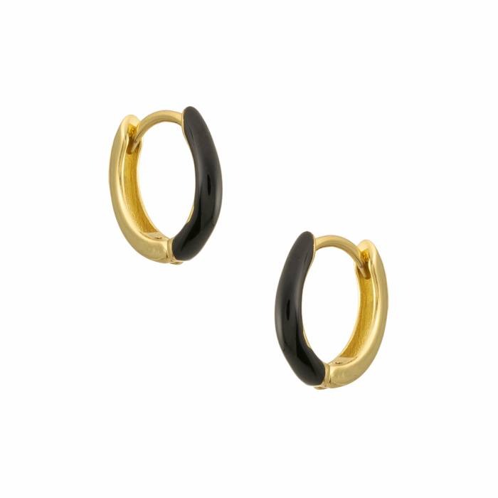 Marianne Slim Black Enamel Earrings