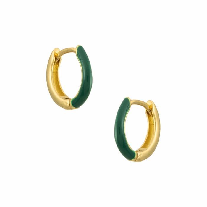 Marianne Slim Green Enamel Earrings