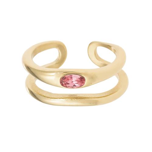 Kylie Pink Cz Gold Ring - 16