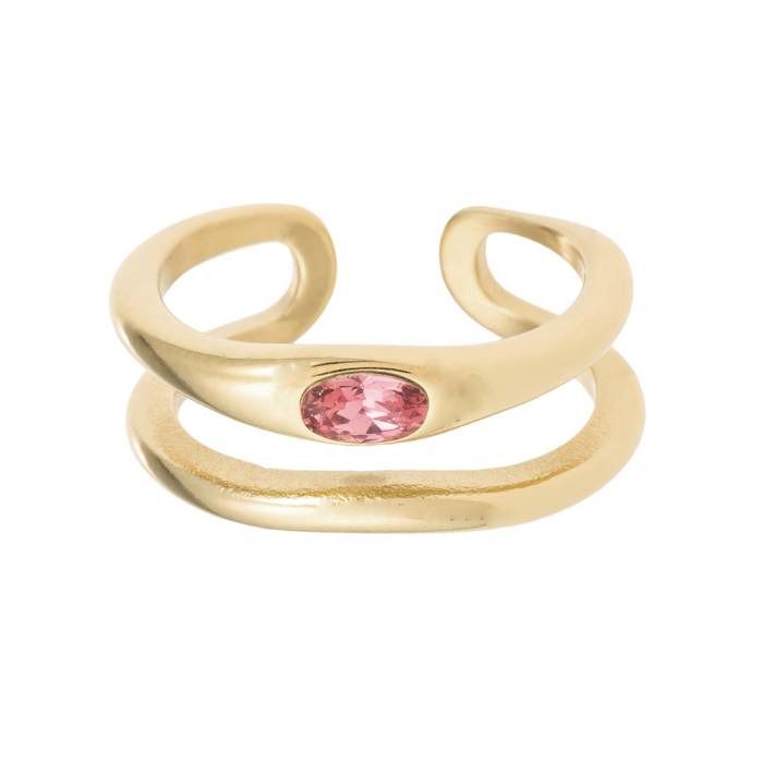 Anillo Circonita Rosa Oro Kylie