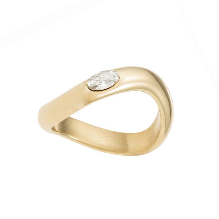 Natasha Gold Ring with White CZ - 16