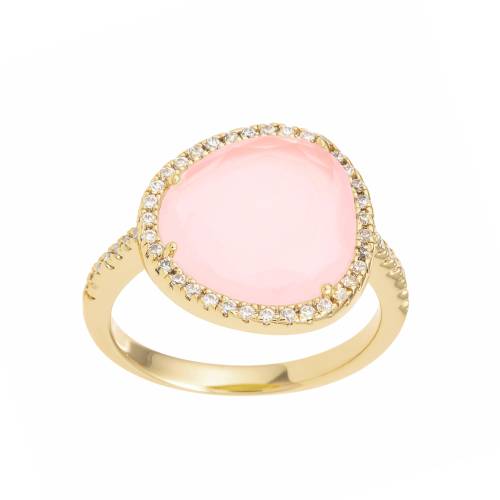 Anillo Romina Oro Cristal Cuarzo Rosa - 16