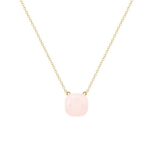 Collar Cristal Cuarzo Rosa Oro Evelyn