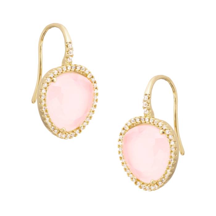 Pendientes Romina Oro Cristal Cuarzo Rosa