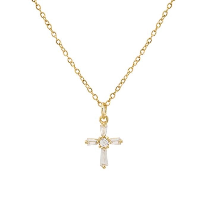 Rebecca 14 Kt Gold Plated Cross Pendant Necklace