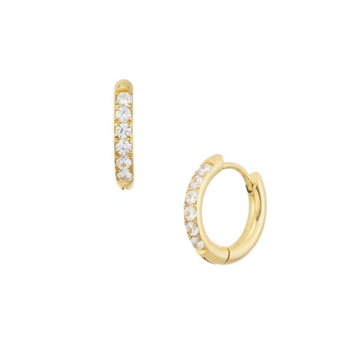 Silvia 14 Kt Gold Plated Round Cubic Zirconia Hoop Earring