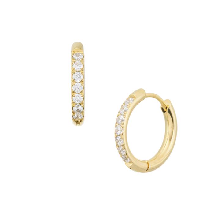 Silvia 14 Kt Gold Plated Round Cubic Zirconia Hoop Earring