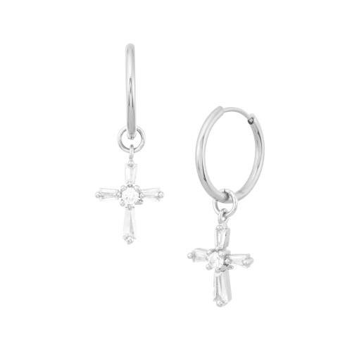 Rebecca Cross Pendant Hoop Earring