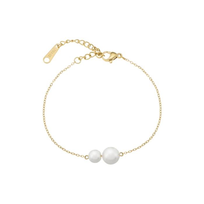 pulsera perla doble oro nova