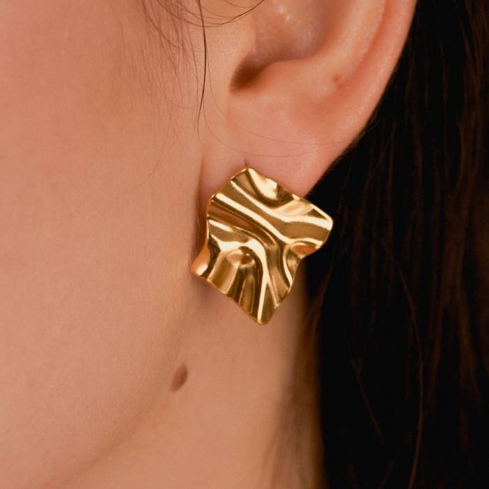 Pendientes Textura Oro Ella - Imagen 3