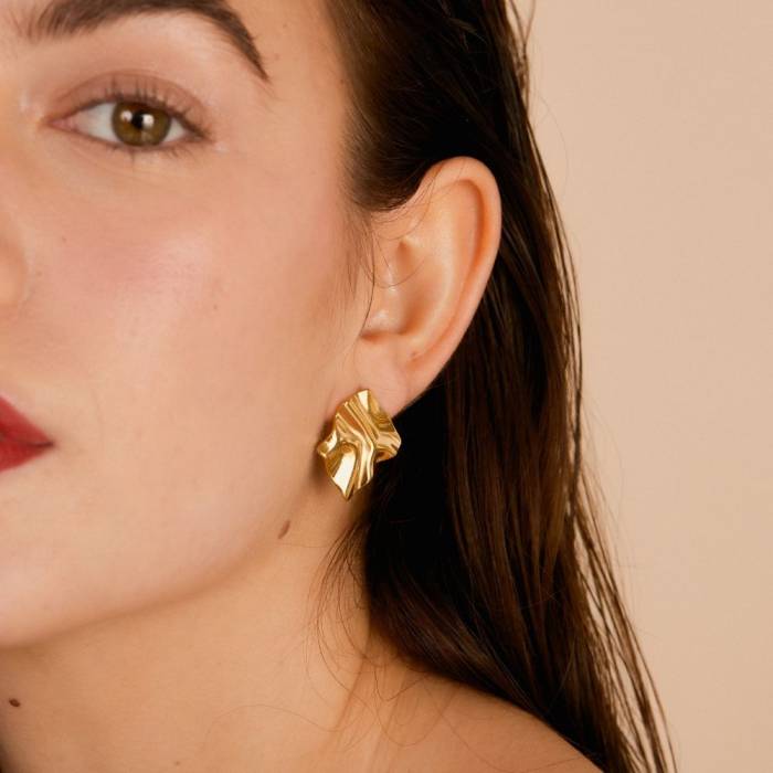 Pendientes Textura Oro Ella - Imagen 2