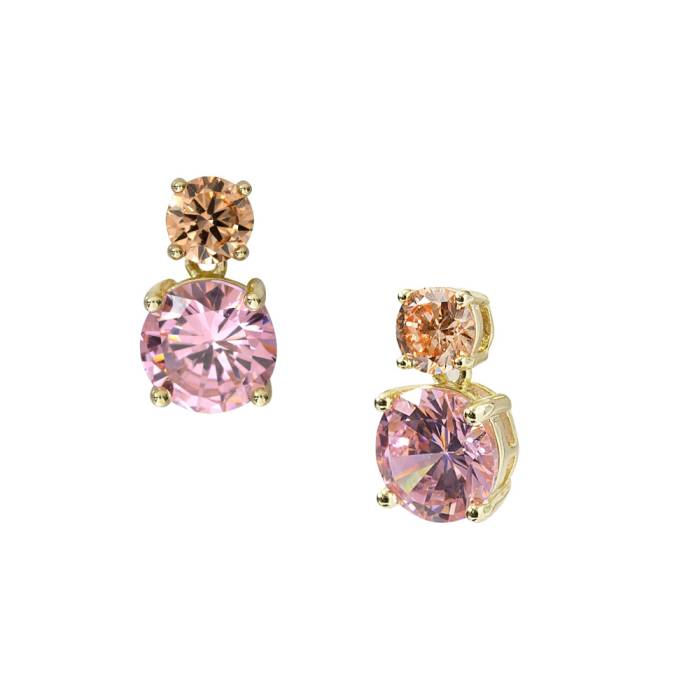 Gold Purple Crystal Earrings