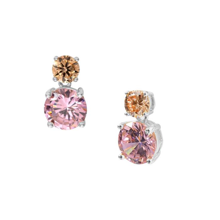 Silver Purple Crystal Earrings